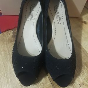 Black peep toe heels